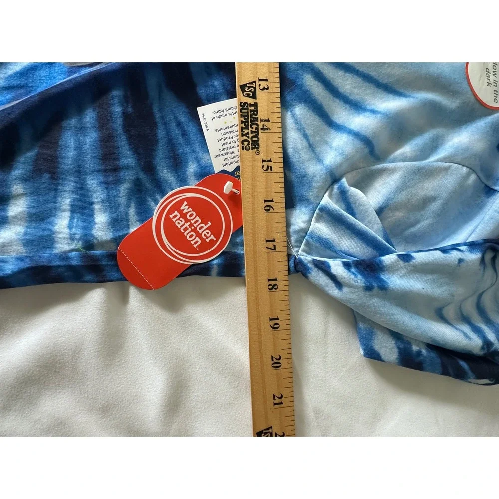 Wonder Nation Shark Pajama Top Kids XL 14-16 Blue Tie Dye New Glow in the Dark